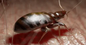 realistic bedbug on human skin