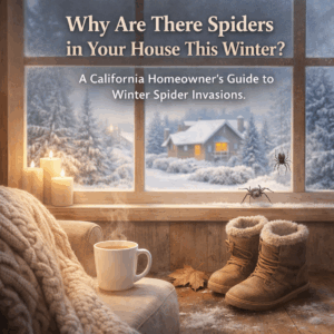 Cozy winter scene with spiders.
