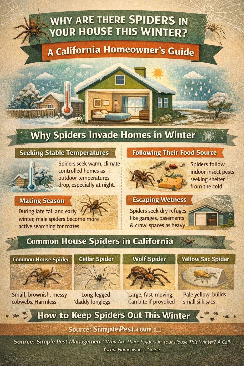 Guide to winter spiders in homes