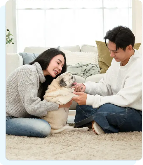 happy family and dog in a pest-free home