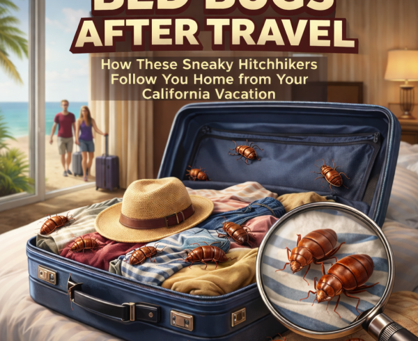 Suitcase infested with bed bugs